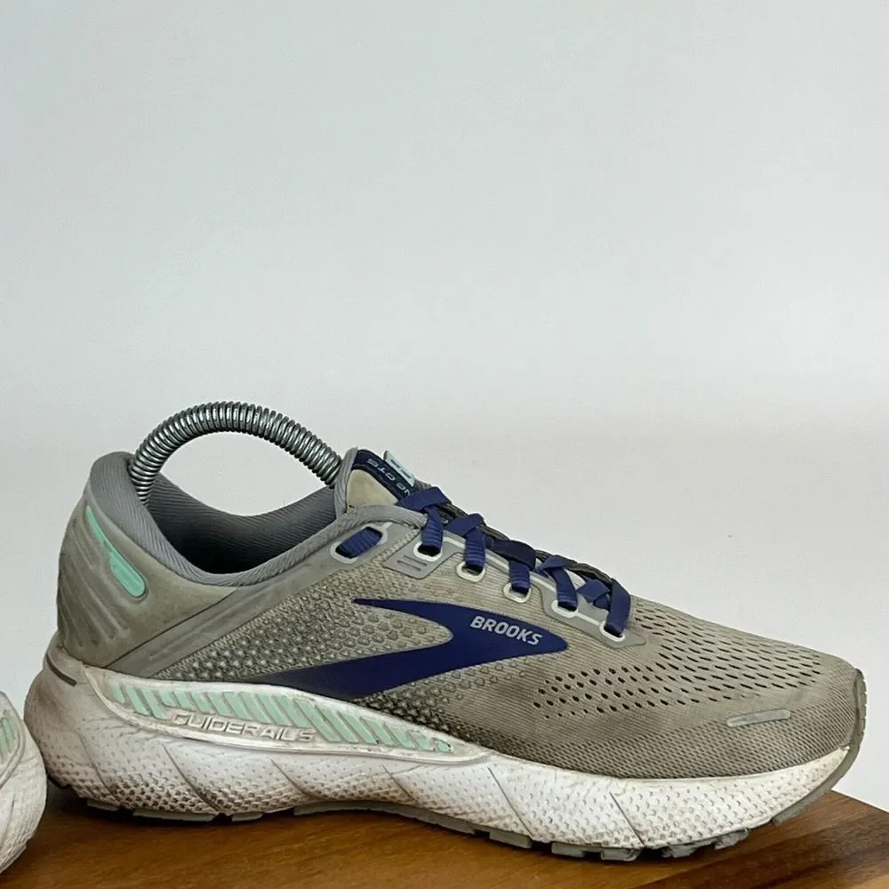 Womens Brooks Adrenaline GTS 22 Gray Athletic Running Shoes‎ Sneakers Size 7.5 B